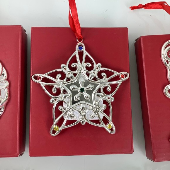Lenox Sparkle And Scroll Angel Star Wreath ornaments New open box - Picture 4 of 12